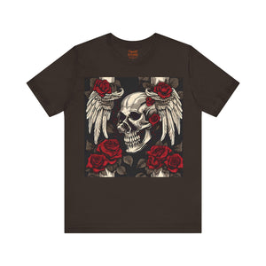 Skulls, Roses and wings for Halloween , Unisex Jersey Short Sleeve Tee