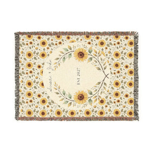 Personalized, Sunflower & Midnight Floral Woven Throw Blanket