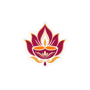 Lotus diya kiss-cut vinyl decal - home decor decals