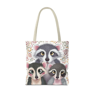 Three Racoons, All Over Print Tote Bag
