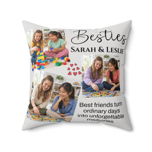 Besties Personalized Photo Pillow — Custom Names & Quote