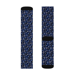 Blue Hanukkah Menorah Pattern Socks