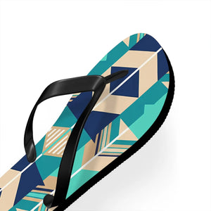 Geometric teal and navy flip flops - slippers