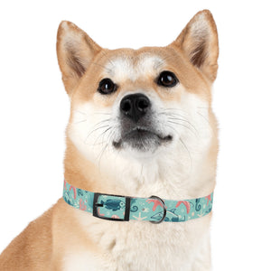 Sea Life Dog Collar — Aqua Fish & Coral Pattern for Pets