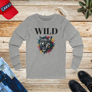 Wild cat with paint, Unisex Jersey Long Sleeve Tee