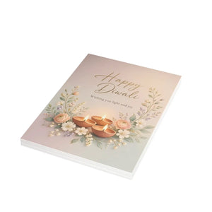 Happy diwali greeting card with floral diyas – festival of lights wishes - cards