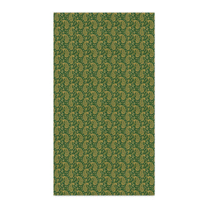 Green Paisley Spun Polyester Fabric by the Yard – Floral Paisley Print Cotton-Look Yardage