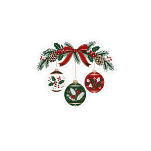 Christmas ornament wreath kiss-cut vinyl decal - home decor decals