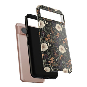 Mystic Night Floral Phone Case — Moon, Moths & Mushroom Pattern Tough Case