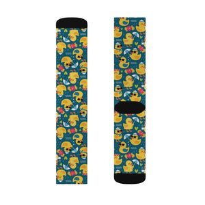 Rubber Duck Pattern Socks — Cute Yellow Duck Sublimation Crew Socks