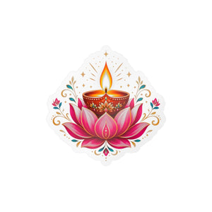 Lotus diya kiss-cut vinyl decal for diwali - home decor decals