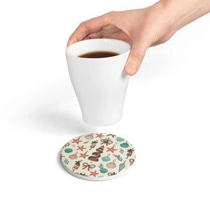 Christmas coastal ornaments ceramic coaster - coasters