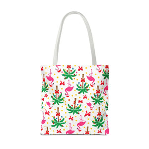 Tote Bag — Tropical Flamingo Palm Print Beach Tote