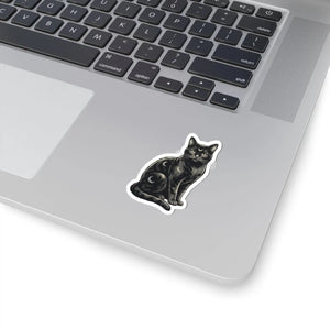 Peel-away backing sheet on a DipaliZ kiss-cut celestial cat sticker