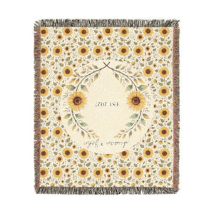 Personalized, Sunflower & Midnight Floral Woven Throw Blanket