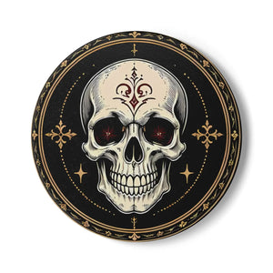 Skull Crest Ceramic Coaster — Gothic Skull Drink Coaster