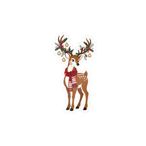 Kiss-cut vinyl decal – festive christmas reindeer with antlers - home decor decals