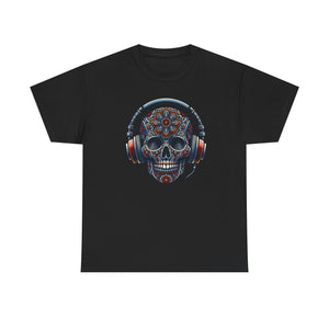 Skull with headphones, Unisex Heavy Cotton Tee