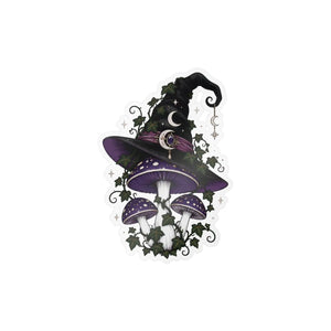 Mystical witch hat mushroom kiss-cut vinyl decal - home decor decals
