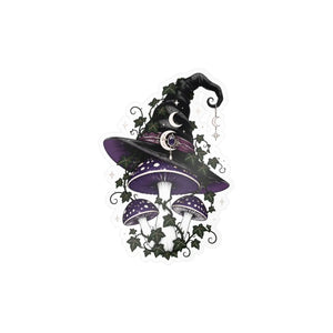 Mystical witch hat mushroom kiss-cut vinyl decal - home decor decals