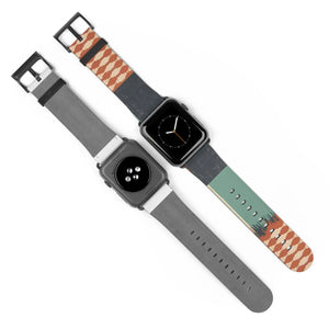 Boho Tie-Dye Watch Band – Green & Terracotta Patterned Apple Watch Strap
