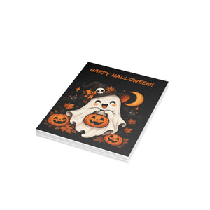 Halloween greeting card – cute ghost witch hat & jack-o’-lantern design - cards