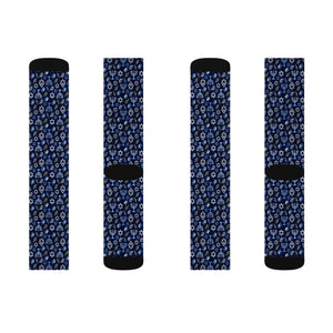 Blue Hanukkah Menorah Pattern Socks