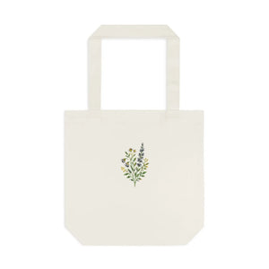 Floral Embroidered Bouquet Tote Bag - Delicate Wildflower Cotton Shopper
