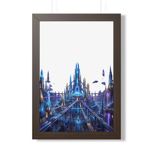 Dipaliz a futuristic city framed vertical poster - posters prints & visual artwork