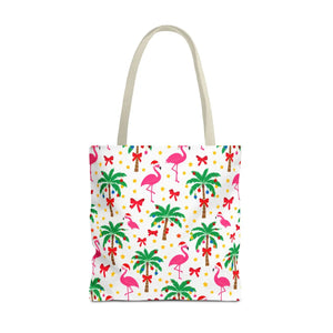 Tote Bag — Tropical Flamingo Palm Print Beach Tote