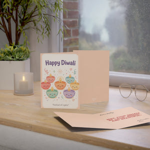 Personalized, Happy Diwali Greeting Cards — Cute Festival of Lights Cards (1/10/30/50 pcs)