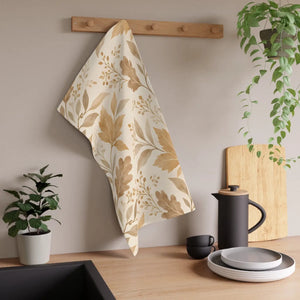 DipaliZ watercolor autumn leaves tea towel, 18 by 30 inches of kitchen linen