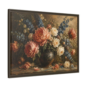 Vintage floral bouquet framed canvas wall art - printable