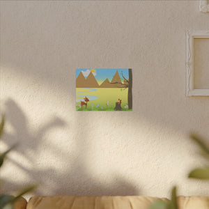 A scenery with a Squirrel and a Deer , Matte Canvas, Stretched, 0.75"