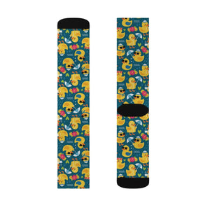 Rubber Duck Pattern Socks — Cute Yellow Duck Sublimation Crew Socks