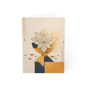 Diwali lotus greeting card, elegant gold geometric festival - cards