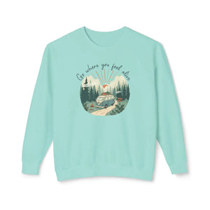 “good things are ahead” scenic cabin sweatshirt - sweatshirts