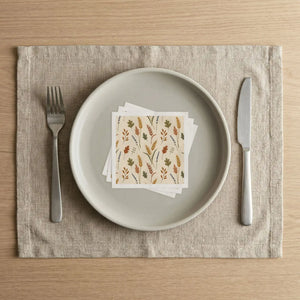 Folded DipaliZ paper napkin showing the sprig print