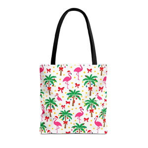 Tote Bag — Tropical Flamingo Palm Print Beach Tote