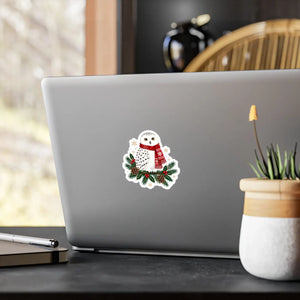 Christmas snowy owl kiss-cut vinyl decal - home decor decals