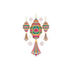 Colorful diwali lantern kiss-cut vinyl decal - home decor decals
