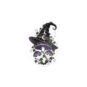 Mystical witch hat mushroom kiss-cut vinyl decal - home decor decals