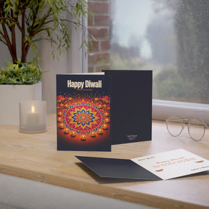 Personalized, Diwali Greeting Card – 'Happy Diwali' Rangoli & Diyas (Single or Bulk Pack)