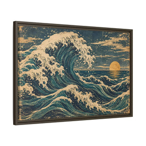 Framed canvas wall art vintage japanese great wave ocean print - printable