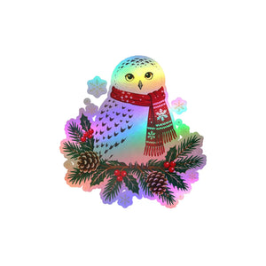 Christmas snowy owl kiss-cut vinyl decal - home decor decals