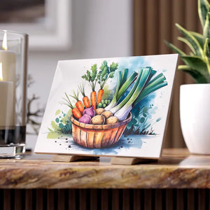 Ceramic Photo Tile - Charming Veggie Design Art Decor - Dipaliz - 6’’ × 8’’ / Glossy - Wall Tiles