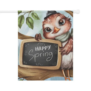 Happy Spring Slate Banner - Poly Poplin Canvas Bird Decor - Dipaliz - Flags & Windsocks