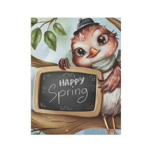 Happy Spring Slate Banner - Poly Poplin Canvas Bird Decor - Dipaliz - Flags & Windsocks