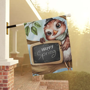 Happy Spring Slate Banner - Poly Poplin Canvas Bird Decor - Dipaliz - 24.5’’ × 32’’ - Flags & Windsocks
