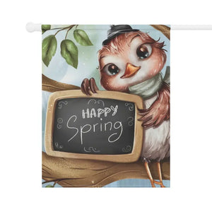 Happy Spring Slate Banner - Poly Poplin Canvas Bird Decor - Dipaliz - Flags & Windsocks